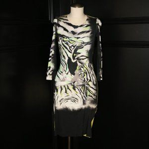 Just Cavalli  Tiger Printed Body Con Dress